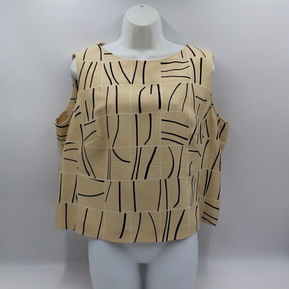 Louis féraud tan and black geometric top - Picture 1 of 9